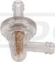 Mini-Benzinfilter (Sinter-Einsatz), 90° gewinkelter Anschluss, für 6mm Benzinschlauch, Ersatz siehe Art. 40934 (etwas größer)