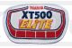 Badge à coudre Vintage 'XT 500 Elite', 11.5x8cm, rouge/bleu/jaune sur fond blanc