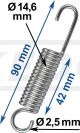 Universal-Feder verzinkt, Abm. ca. 90mm Länge, 2.5mm Drahtstärke, 14.6mm Außendurchmesser, 42mm Wicklungslänge