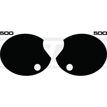 Seitendeckelaufkleber-Set '500', 4tlg. rechts+links (schwarz), Schrift schwarz
