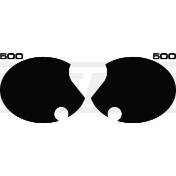Seitendeckelaufkleber-Set '500', 4tlg. rechts+links (schwarz), Schrift schwarz