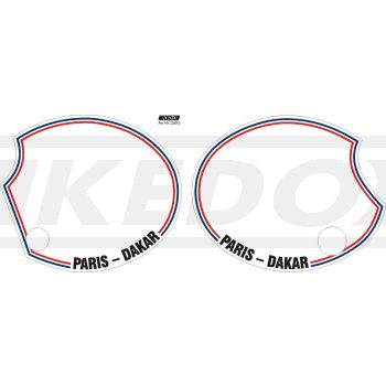 Side Cover Sticker 'Paris-Dakar', stripes blue/white/red, 1 pair,