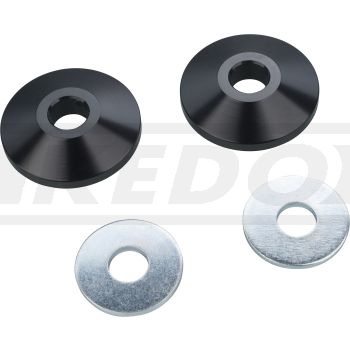 Mini Indicator Adapter for Front Turn Signal Bracket/Headlight Bracket, fits turn signals with M8 bolts, aluminum black anodized, 1 pair