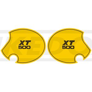 Seitendeckelaufkleber-Set Competition Yellow / gelb 'XT 500', 1 Paar, rechts+links, Schriftzug angelehnt an US-Version der TT von 1980