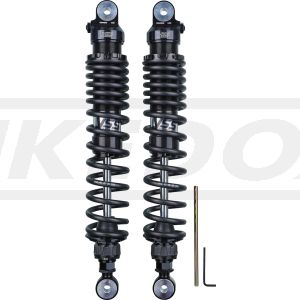 YSS Stereo-Federbeine Black-Edition mit Zugstufen-Verstellung, 1 Paar, 395mm lang +/-5mm Höhenverstellung, mit TÜV-Gutachten