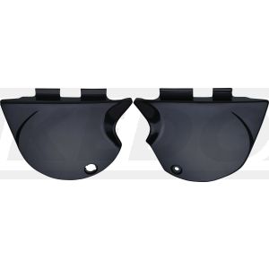 Seitendeckel-Set, ABS (steifer als OEM) schwarz durchgefärbt, kann lackiert werden, links für Seitendeckelschloss, rechts für Endtopf mit Flammbox, 1 Paar