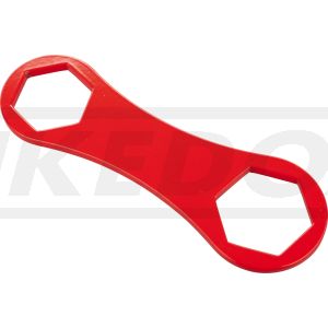 KEDO Doppelringschlüssel SW24/27mm, Reisewerkzeug (Alu beschichtet) für Benzinhahnsieb & Steuerkettenspanner- Kappe, passt in OEM-Werkzeugbox