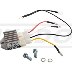 KEDO PlugIn 12V Regler + Gleichrichter, zur einfachen Umrüstung von 6V auf 12V, keine Änderung am Kabelbaum, ersetzt orig. Gleichrichter+Spannungsregler
