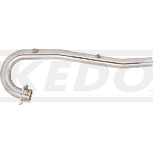 Collecteur gros débit inox brossé, 38mm avec fixations pour pare chaleur d'origine, bride renforcée, diam. raccord silencieux comme origine