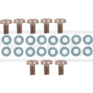 VA-Befestigungs-Set für Edelstahl- Hitzeschutzbleche (3x M6x12 für Flammbox, M6x10 für Krümmer/Endtopf), 16x hitzefeste Unterlegscheibe