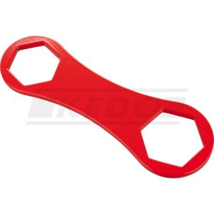 KEDO Doppelringschlüssel SW24/27mm, Reisewerkzeug (Alu beschichtet) für Benzinhahnsieb & Steuerkettenspanner- Kappe, passt in OEM-Werkzeugbox