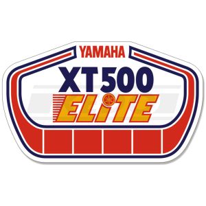 Vintage Decal'XT500 Elite' approx. 15x9cm, red/blue/yellow on white background