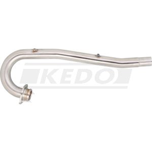 Collecteur gros débit inox brossé, 38mm avec fixations pour pare chaleur d'origine, bride renforcée, diam. raccord silencieux comme origine