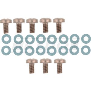 VA-Befestigungs-Set für Edelstahl- Hitzeschutzbleche (3x M6x12 für Flammbox, M6x10 für Krümmer/Endtopf), 16x hitzefeste Unterlegscheibe