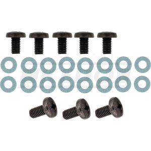 Befestigungs-Set schwarz für Edelstahl- Hitzeschutzbleche (3x M6x12 für Flammbox, M6x10 für Krümmer/Endtopf), 16x hitzefeste Unterlegscheibe