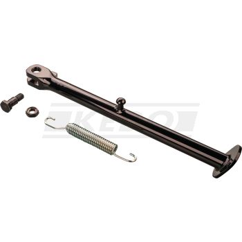 KEDO side stand set incl. bolt, nut and one spring (version WITHOUT deflector plate, for frames from 1980 and later with 12mm bore)