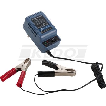 6V/12V Batterie-Ladegerät, geeignet für Daueranschluss, ohne Diagnosefunktion, inkl. Polklemmen (max. 300mA Ladestrom, 2 LED, Verpolungsschutz)