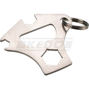 Schlüsselanhänger »XT-Buddy+« Werkzeug für Seitendeckel-Stiftbolzen, Sechskant für Zündkontakt, Batterie + SW10, Kapselheber, Abm. ca. 40x45mm