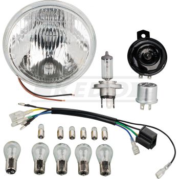 Add-On Kit H4 für Art. 50544 12V Umrüstung (enthält alle 12V Leuchtmittel, Blinkrelais, Hupe, H4-Einsatz mit Kabel, ohne Batterie)