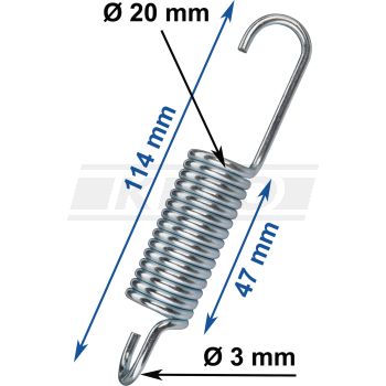 Universal-Feder verzinkt, Abm. ca. 114mm Länge, 3mm Drahtstärke, 20mm Außendurchmesser, 47mm Wicklungslänge